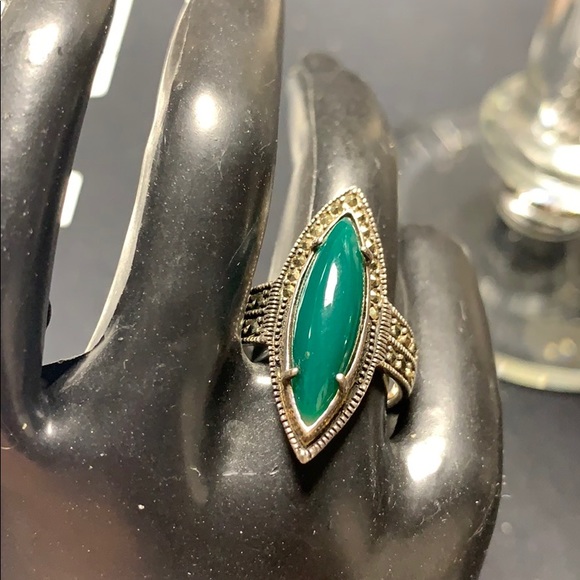 Malachite gemstone silver ring - Picture 4 of 8